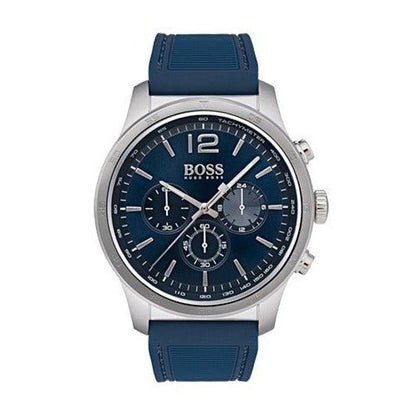 Hugo Boss Navigator 1513526 Silver Stainless Steel Blue Silicone Chronograph Watch
