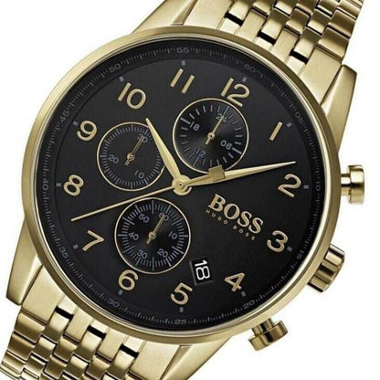 Hugo Boss Navigator 1513531 Gold-Tone Black Dial Chronograph Men's Watch