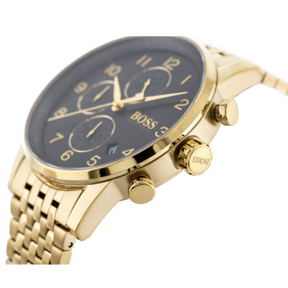 Hugo Boss Navigator 1513531 Gold-Tone Black Dial Chronograph Men's Watch