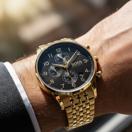 Hugo Boss Navigator 1513531 Gold-Tone Black Dial Chronograph Men's Watch