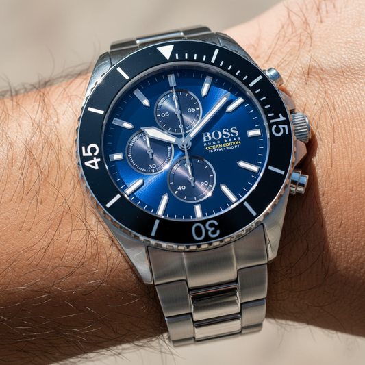 Hugo Boss Ocean Edition 1513704 Silver-Tone Blue Dial Chronograph Men's Watch