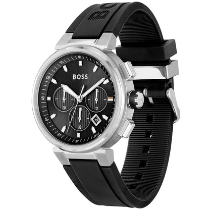 Hugo Boss One 1513997 Silver Stainless Steel Black Silicone Chronograph Watch