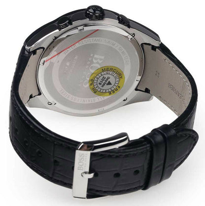 Hugo Boss Onyx 1513367 All-Black Stainless Steel Leather Strap Men's Watch