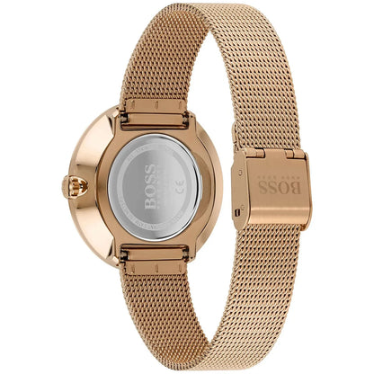 Original Hugo Boss Praise Women's Watch - Rose Gold Mesh & Crystal Ring Dial (1502548)