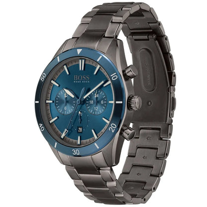 Hugo Boss Santiago 1513863 Grey IP Blue Dial Chronograph Men's Watch