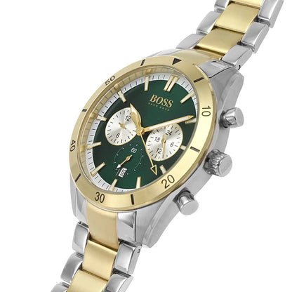 Hugo Boss Santiago 1513872 Two-Tone Green Dial Chronograph Men's Watch