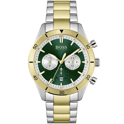 Hugo Boss Santiago 1513872 Two-Tone Green Dial Chronograph Men's Watch