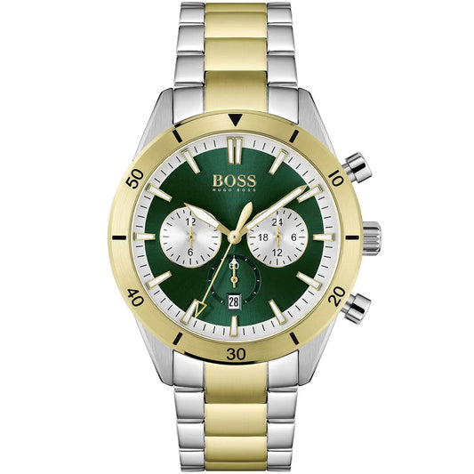 Hugo Boss Santiago 1513872 Two-Tone Green Dial Chronograph Men's Watch