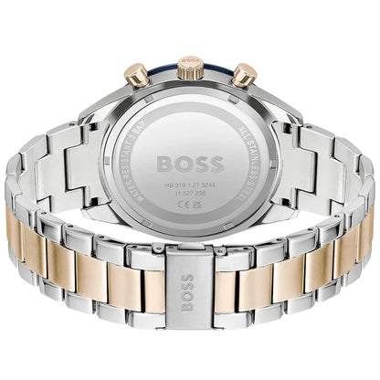 Hugo Boss Santiago 1513937 Two-Tone Rose Gold Blue Dial Chronograph Men's Watch