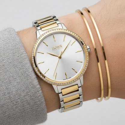 Original Hugo Boss Signature Women's Watch - Two-Tone & Crystal Bezel (1502568)