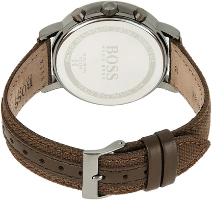 Hugo Boss Spirit 1513690 Grey Case Silver Dial Brown Textile Men's Watch