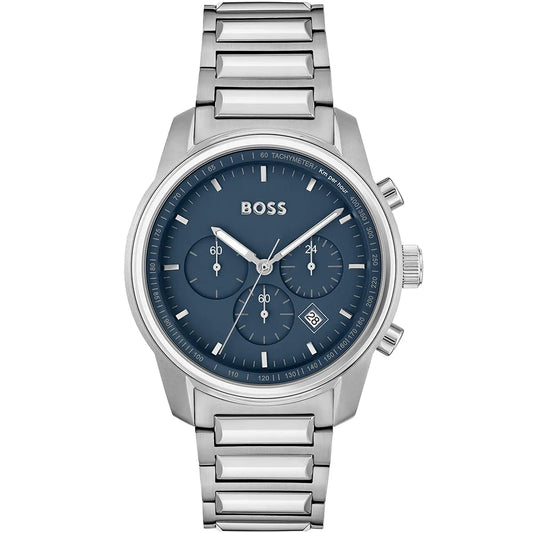 Hugo Boss Trace 1514007 Silver-Tone Blue Dial Chronograph Men's Watch