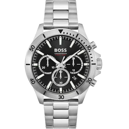Hugo Boss Troper 1514057 Silver-Tone Black Dial Chronograph Men's Watch