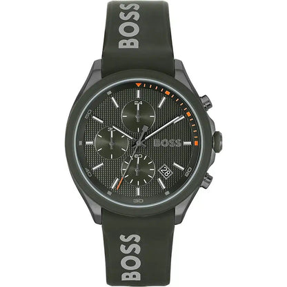 Hugo Boss Velocity 1514060 Green IP Green Rubber Strap Chronograph Men's Watch