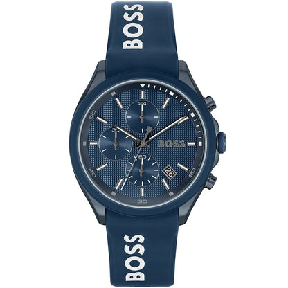 Hugo Boss Velocity 1514061 Blue IP Blue Rubber Strap Chronograph Men's Watch