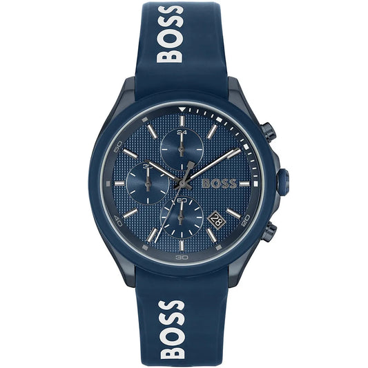 Hugo Boss Velocity 1514061 Blue IP Blue Rubber Strap Chronograph Men's Watch