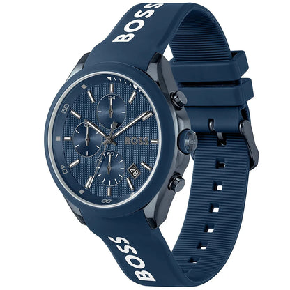 Hugo Boss Velocity 1514061 Blue IP Blue Rubber Strap Chronograph Men's Watch