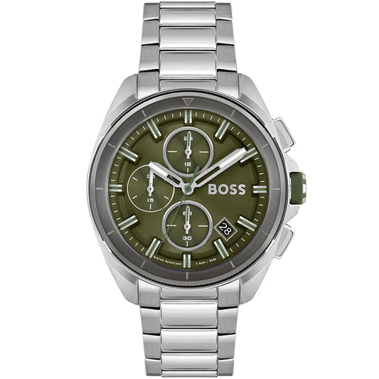 Hugo Boss Volane 1513951 Silver-Tone Olive Green Dial Chronograph Men's Watch