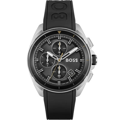 Hugo Boss Volane 1513953 Silver Case Black Rubber Strap Men's Watch