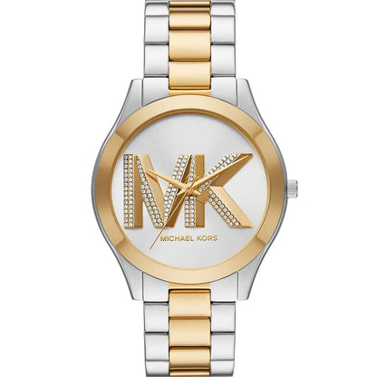 Michael Kors MK4735 Women’s Silver Dial Two-Tone Stainless Steel Crystal Logo Watch