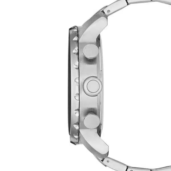 Fossil Nate JR1353 Men’s Analog Watch – 50mm Black Dial with Silver Stainless Steel Strap