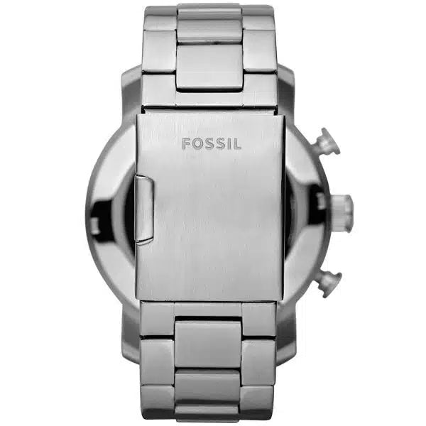 Fossil Nate JR1353 Men’s Analog Watch – 50mm Black Dial with Silver Stainless Steel Strap