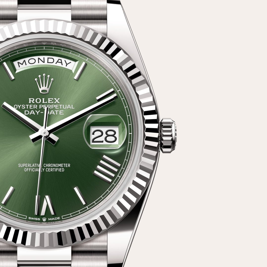 Rolex Day-Date Watch For Men - Olive Green Dial