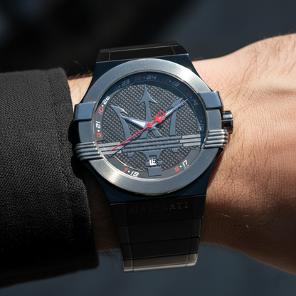 Maserati Potenza R8853108003 Men's Black Stainless Steel Big Logo Watch