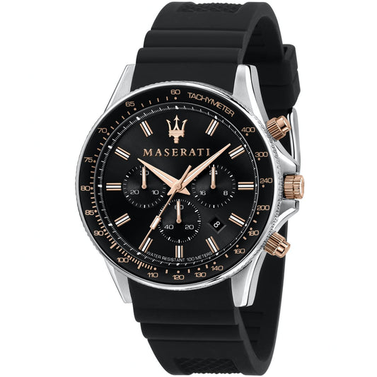 Maserati Sfida R8871640002 Men's Two-Tone Watch Black Rubber