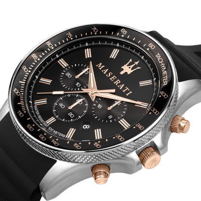Maserati Sfida R8871640002 Men's Two-Tone Watch Black Rubber