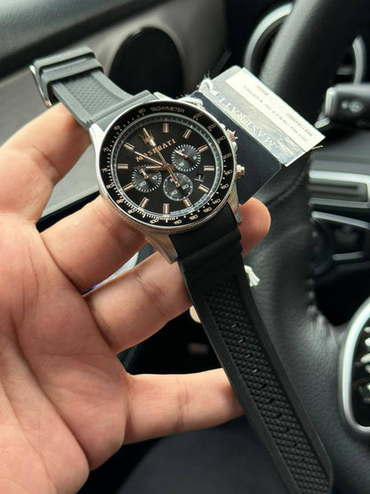 Maserati Sfida R8871640002 Men's Two-Tone Watch Black Rubber