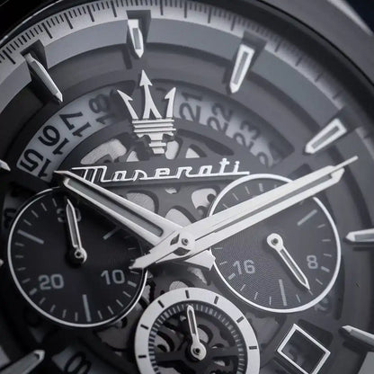 Maserati Traguardo R8873612059 Silver Black Skeleton Dial Metal Men's Watch