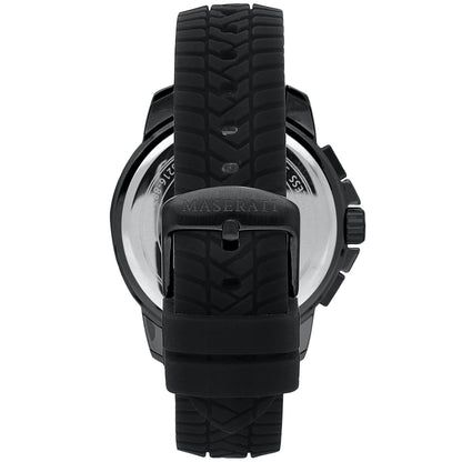 Maserati Successo R8871621011 Black Silicone Gold Accents Chronograph Watch