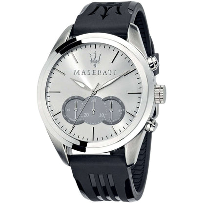 Maserati Traguardo R8871612012 Men's Silver Case Black Rubber Watch