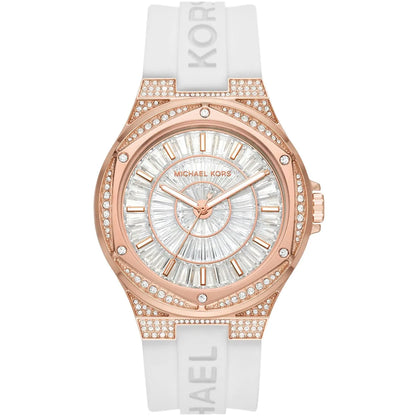 Michael Kors Camille MK7248 Rose Gold Glitz & White Silicone Watch