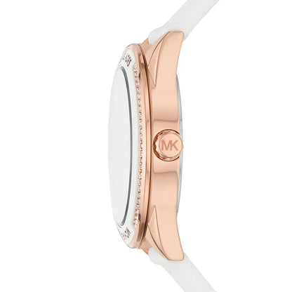 Michael Kors Jessa MK6945 Rose Gold-Tone White Dial White Rubber Women's Watch