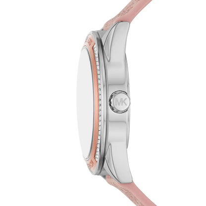 Michael Kors Jessa MK7206 Two-Tone Crystal White Dial Pink Logo Rubber Women's Watch