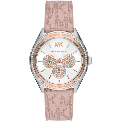 Michael Kors Jessa MK7206 Two-Tone Crystal White Dial Pink Logo Rubber Women's Watch