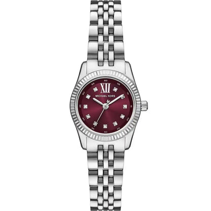 Michael Kors Lexington MK4968 Silver-Tone Watch with Burgundy Dial
