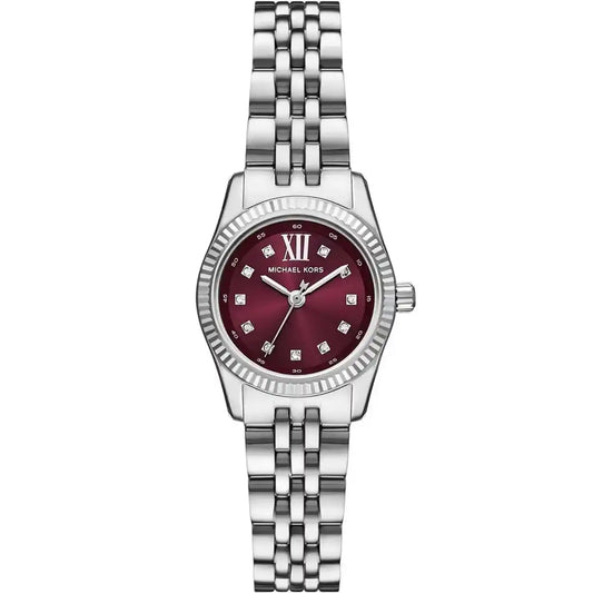 Michael Kors Lexington MK4968 Silver-Tone Watch with Burgundy Dial
