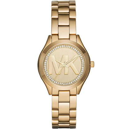 Michael Kors Mini Slim Runway MK3477 Gold Logo Watch