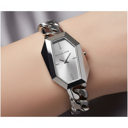 Michael Kors Gia MK4879 Silver-Tone Hexagonal Chain Watch