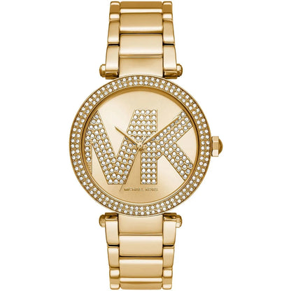 Michael Kors Parker MK6659 Gold-Tone Watch with Crystal Pave MK Logo Dial