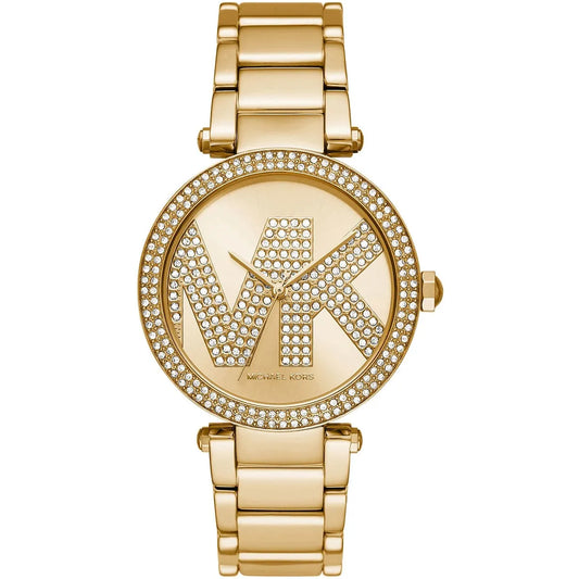 Michael Kors Parker MK6659 Gold-Tone Watch with Crystal Pave MK Logo Dial