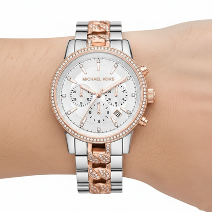 Michael Kors Ritz MK6938 Two-Tone Pavé Chronograph Watch