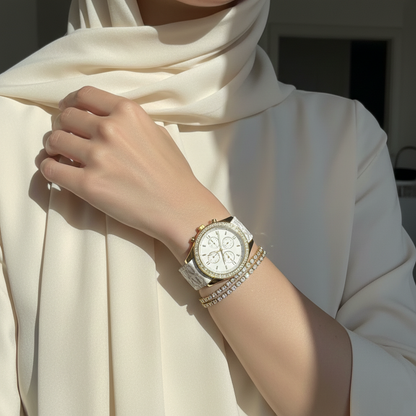 Michael Kors Camille MK6967 Gold-Tone Watch with MK Logo Strap