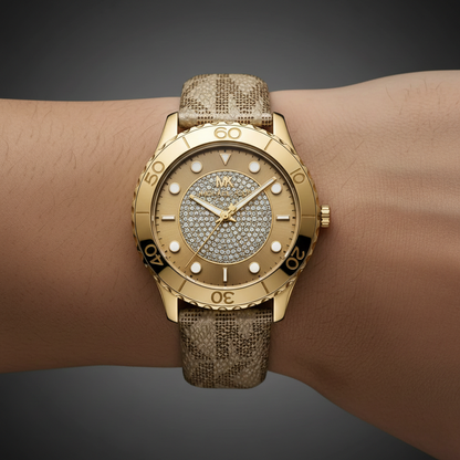 Michael Kors Runway MK6999 Gold Metallic Logo Strap Watch