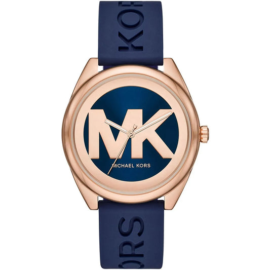 Michael Kors Janelle MK7140 Rose Gold Watch with Navy Blue Silicone Strap
