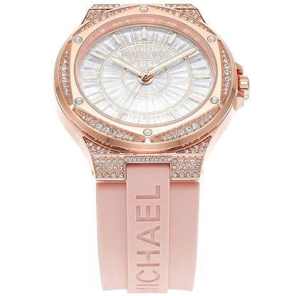 Michael Kors Camille MK7334 Rose Gold Glitz & Pink Silicone Watch