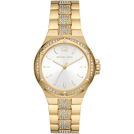 Michael Kors Lennox MK7361 Gold-Tone Watch with Pavé Crystal Bracelet
